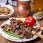 Traditional delicious Turkish food; Oltu cag kebabi, doner grilled kebab from Erzurum cuisine